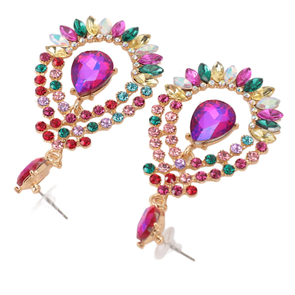 Vanndråpe Rhinestone Hengeøredobber Elegant Legering Glitrende Rhinestone Dangle Øredobber for Bryllup Midten KC Gull