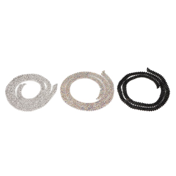 3 Yard 5 Rader Rhinestone Trim Glittrande Glittrande Vackra 3 Färger Rhinestone Chain Applikation för bröllopskläder