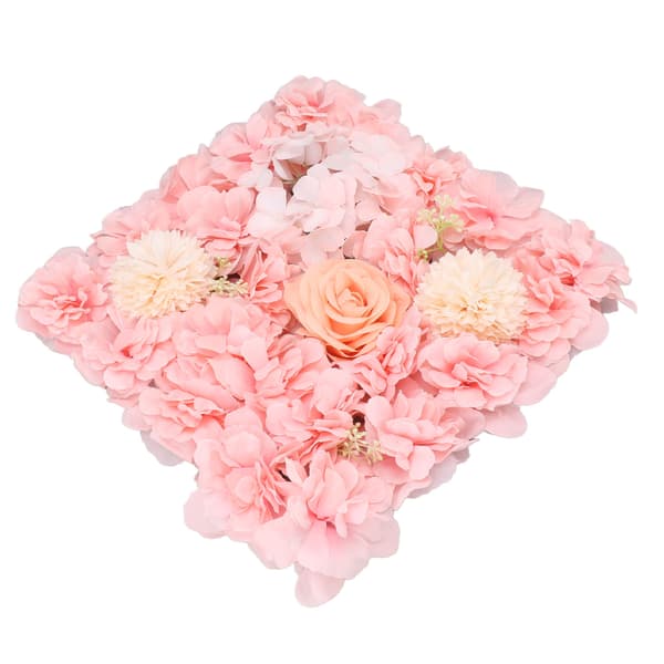 Kunstige Blomstervægspaneler Simulation Silke Rose Blomstervægindretning til Bryllupsfest Scene Baggrund 15x15in Pink