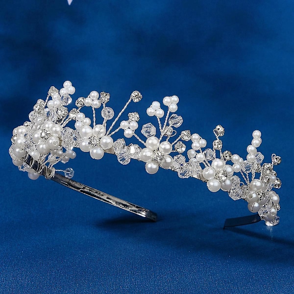 Brudehodebånd Krystall Tiara for Kvinner Perle Bryllup Hodeplagg for Brud Hårtilbehør for Ball Bursdagsfest