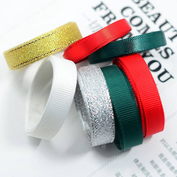 22 Stilarter Blandede Jule Grosgrain Bånd Satin Gaveindpakning Dekorationsbånd