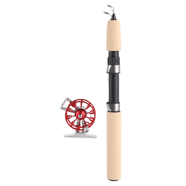 Winter Ice Fishing Telescopic Rod FD50 Reel Set Portable Fishing Pole Reel ComboRed