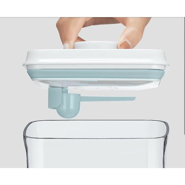 Lufttæt Mælkepulverbeholder - 2300 ml Kapacitet, Nem En-Knap Dispenser, BPA-Fri, Inkluderer Ske og Skraber - Transparent, 800g