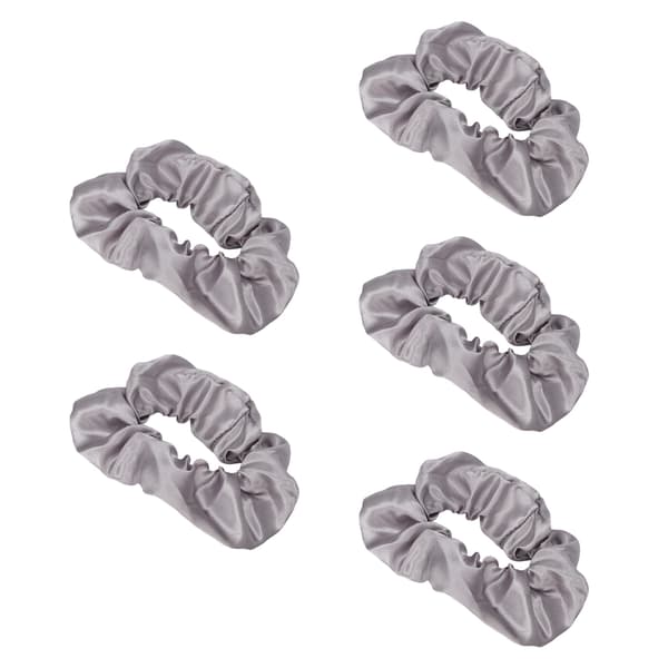 5 stk. lysende scrunchies, lysende grå sateng, elastisk, glød i mørket, hårstrikk for kvinner