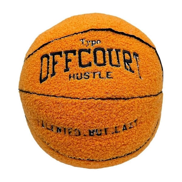 Offcourt Basketbollkudde, Basketbollformad Kudde Teddy Fleece Broderad Basketboll Prydnadskudde