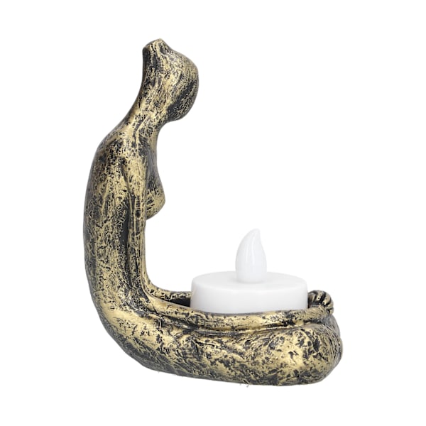 Lysestake Yoga Resin Meditasjonsskulptur med Elektronisk Lys for Hjemmekontor Dekorasjon OrnamentSCS- RC007-A2