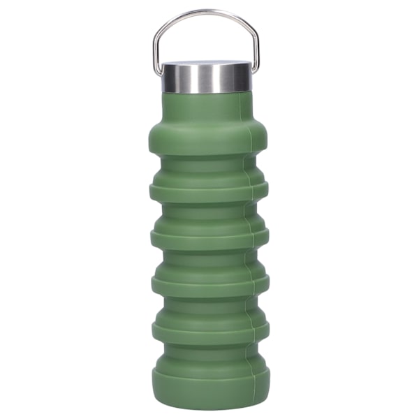 500 ml sammenklappelig silikone vandflaske drikkekop med rustfrit stål låg til udendørs Vert militaire