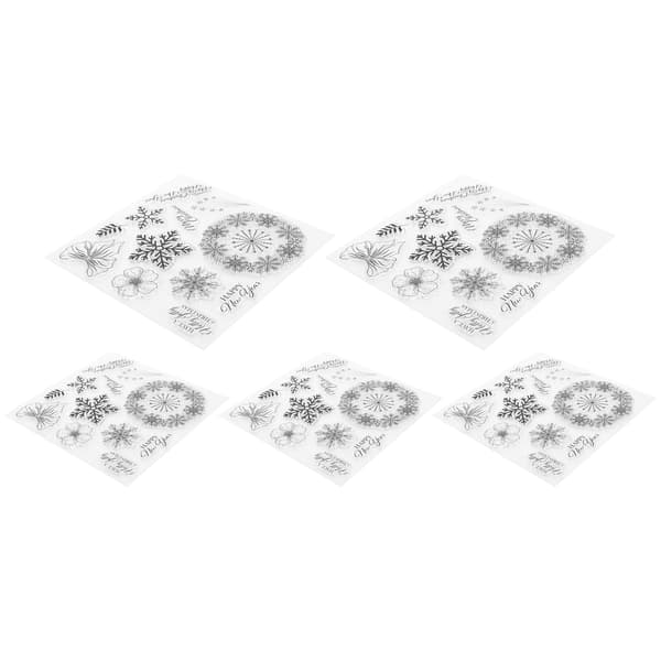 5 stk jule silikon klart stempel snøfnuggform DIY håndlagde dekorasjonstilbehør