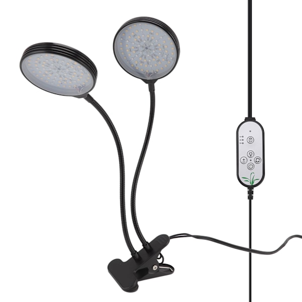 Plantevækstlys Timing 5 dæmpbare niveauer Vandtæt Dobbelthoved 30W USB-drevet LED plantelampe med klipsbase