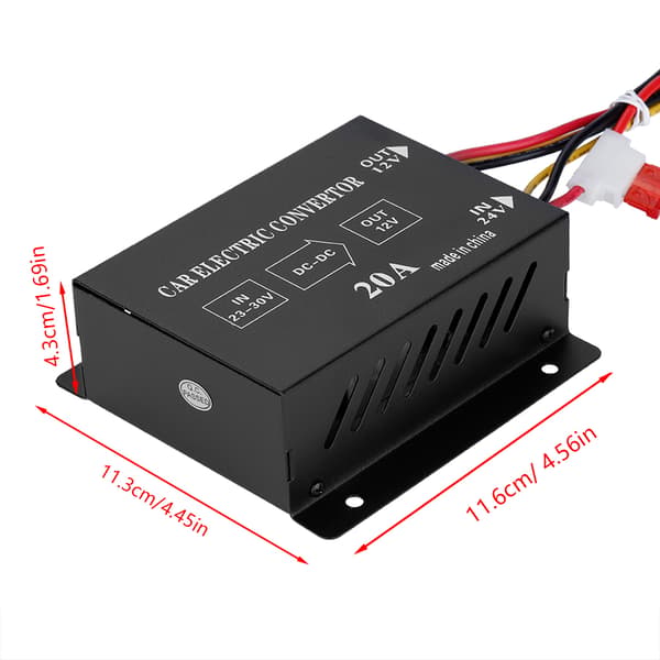 Bil lastebil 20A 240W DC 24V til 12V strømomformer elektrisk spenningsreduserende nedtrappingstransformator