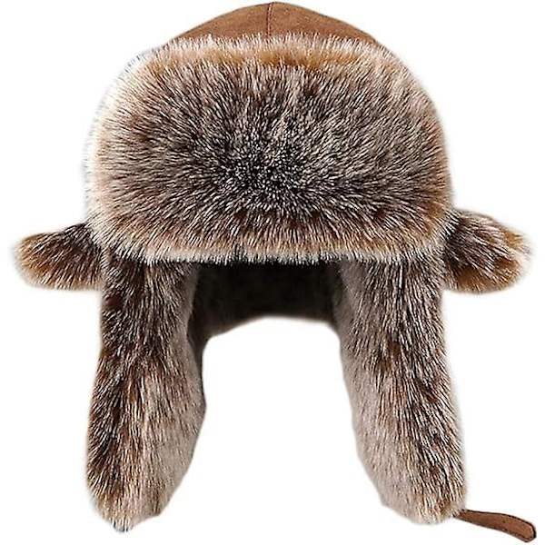 Unisex fuskpälsfångarehatt med mockaskal - vindtät Ushanka-stil cap
