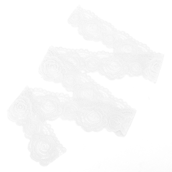 Vit spets 5 cm/1,9 tum bred 10 yards bandkant blommönster spets för pannband hantverk presentförpackning