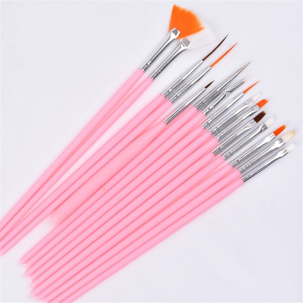 15 stk/sett Nail Art Liner Pensel Akryl UV Gel Tegning Maling Pen Manikyr Verktøy (Rosa)