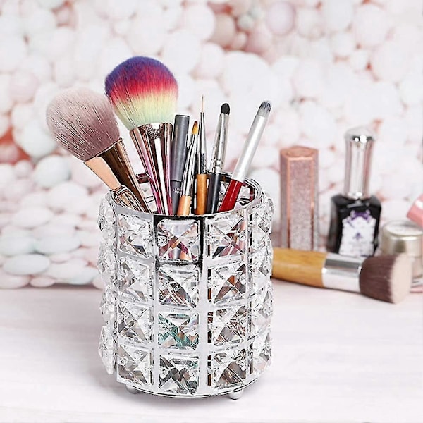 Krystal Makeup Børsteholder Sølvfarvet Blyantholder