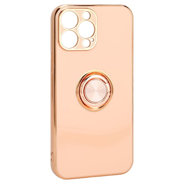 Mobiltelefondeksel Rose Gold Elektroplettering Ring Telefondeksel Damer Ultra Tynn Myk TPU Telefondeksel for IPhone 13 Pro Lyse Rosa