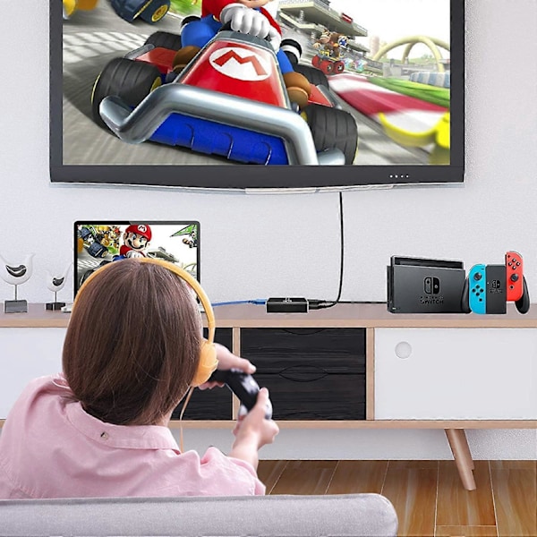 Kaappauskortti, videonauhoituskortti mikrofonilla 4K HDMI Loop-Out, 1080p 60fps - Videotallennin pelaamiseen/suoratoistoon, videoneuvotteluihin, toimii