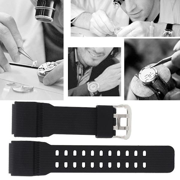 15 mm mjuk PU watch Byte av armbandsrem Passar för GG 1000 GWG 100 GSG 100 (svart)
