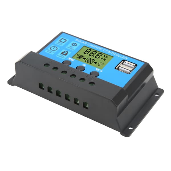 12V 24V Solcellsladdningsregulator USB PWM Fotovoltaisk Solpanel Laddningsregulator med LCD-display 10A