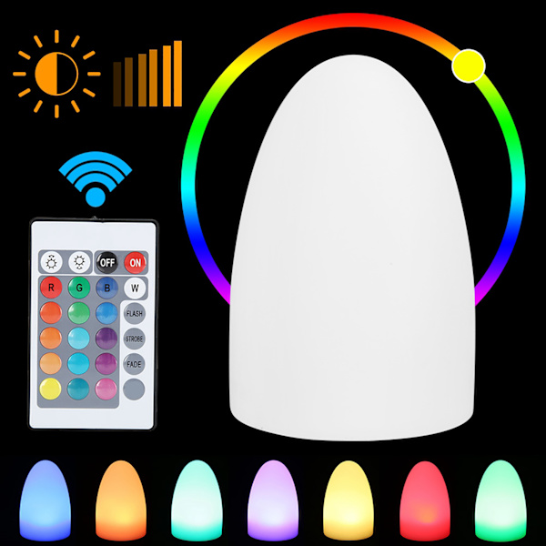 USB laddning LED Ägg nattlampa Fjärrkontroll 16 RGB färg ögonskydd bordslampa för hotellrum (10x15CM (laddning)