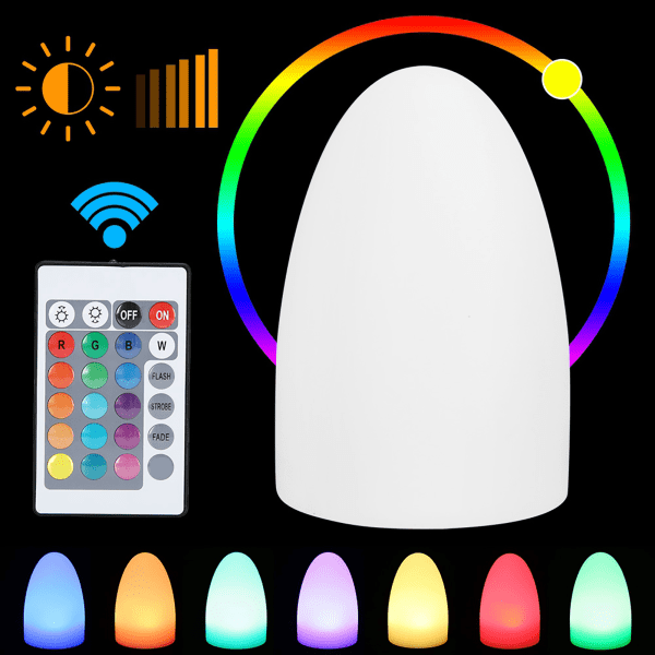 USB-lading LED Egg Nattlampe Fjernkontroll 16 RGB Farge Øyebeskyttelse Bordlys for hotellrom (10x15CM (Lading)