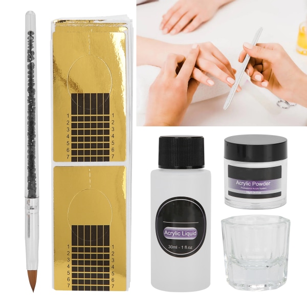 ROSALIND Crystal Powder Set Manikyr DIY Akryl Liquid Cup Professionell Nail Art Tool White