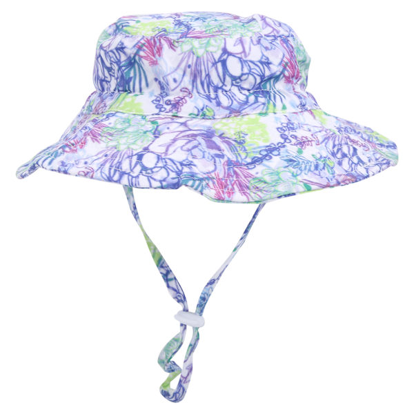 Justerbar strandhatt solhatt unisex baby pojke flicka utomhus barn solhatt lila blomma M