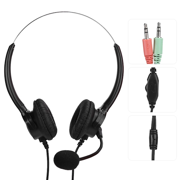 Hörlurar Binaural Desktop Computer Trådbunden Hörlurar Mic Flexibel Rotationsbar PU Läder
