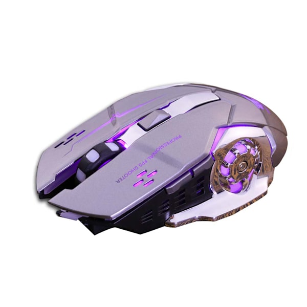 Genopladelig X8 trådløs spilmus Lydløs LED-baggrundsbelyst USB 1800DPI Optisk Ergonomisk Gaming-mus