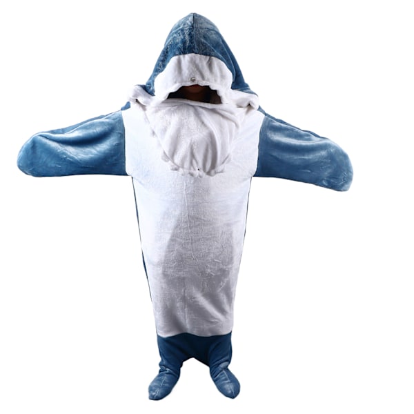 Wearable Shark Sleeping Bag Soft Cozy Flannel Hooded Blanket for Adult Women Men Costume M 6.7 X 4.1in