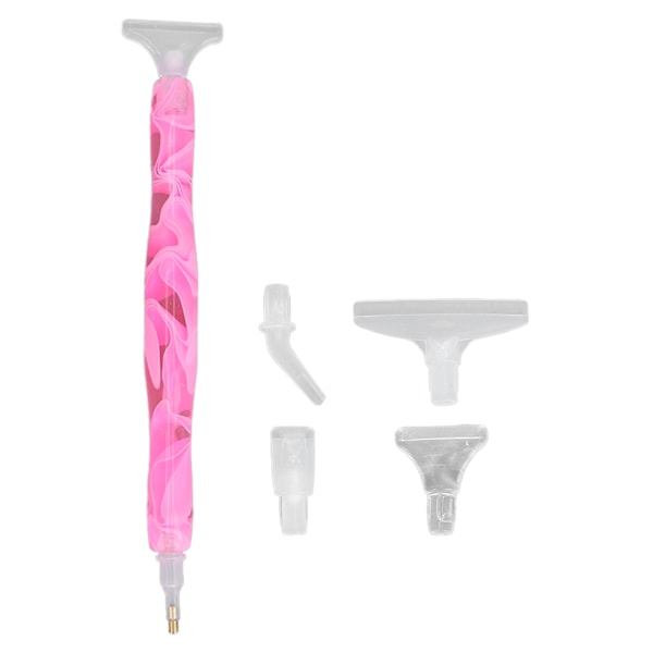 Neglekunst Rhinestone Point Drill Pen 6 Utskiftbare Pennehode DIY Diamantkunst Maleri Tilbehør Rosa