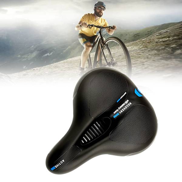 Cykelsadelskudde elastisk slitstark mjuk andningsbar mountainbikesadel dyna med reflexremsor blå