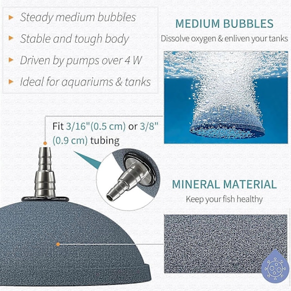 Akvarium 10cm Brød Luftstein Boble Diffuser Utløserverktøy for Luftpumper Akvarier Fisketanker Bøtter Dammer og DWC Tanker
