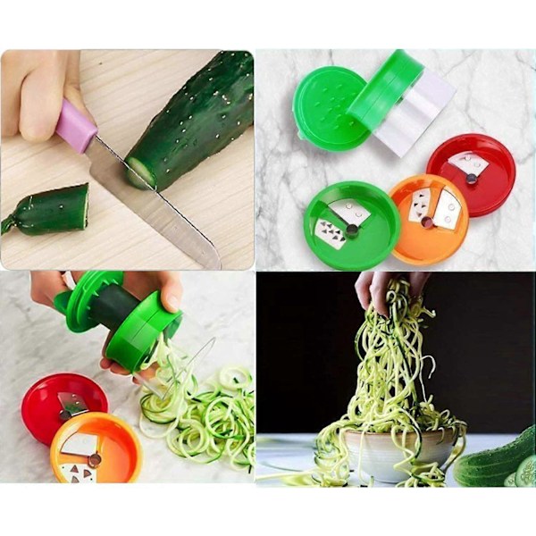Håndholdt grønnsakskutter, 4 i 1 justerbar, sklisikker og lett grønnsaksskreller, spiralskreller, perfekt for gulrot, agurk, potet, zucchini