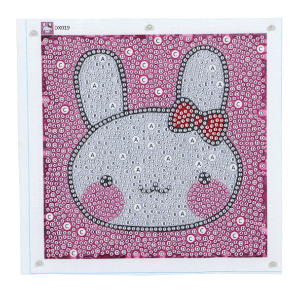 Rhinestone Painting Kit Cartoon White Bunny Pattern Shiny Exquisite Simple Operation DIY 5D Painting Art