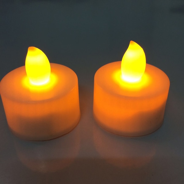24 stk. LED elektronisk stearinlys - Flammeløse LED-tealights til fødselsdag, feriefest, stue, hvid skal, gult lys