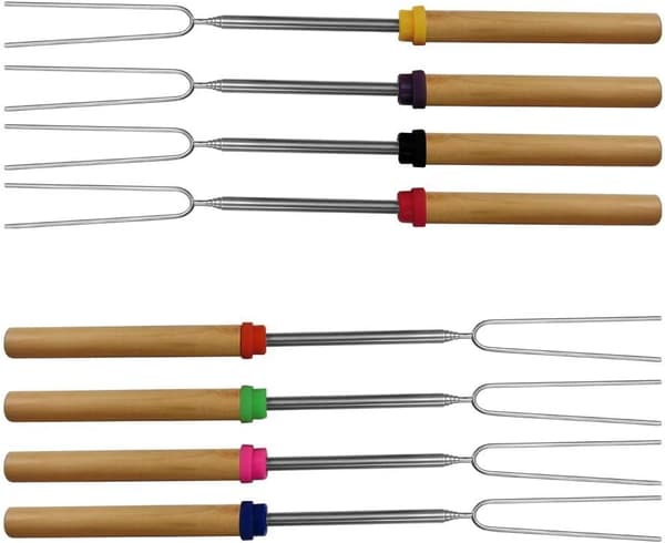 Marshmallowpinner Kit Utvidbar Grillpinne 32 cm Sett med 8 Teleskopiske Rustfrie Stål.