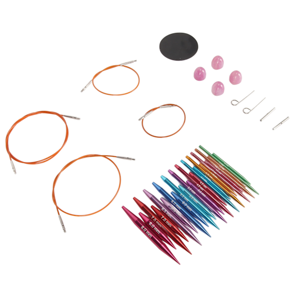 Cirkulär set 3 till 8 mm Utbytbar blandade färger Set med förvaringsväska för hantverk