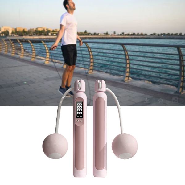 Hopprep med räknare Uppladdningsbar sladdlös viktad smart hopprep för konditionsträning inomhus utomhus rosa