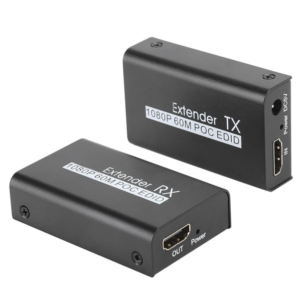 HDMI Extender 60M Internett-sender for POC-kabel Strøm EDID-læringsfunksjon 100‑240VEU