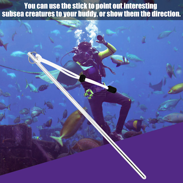 Aluminiumlegering Scuba Diving Støymaker Stick Rod Pointer med Fallskjerm Lanyard (Sølv)