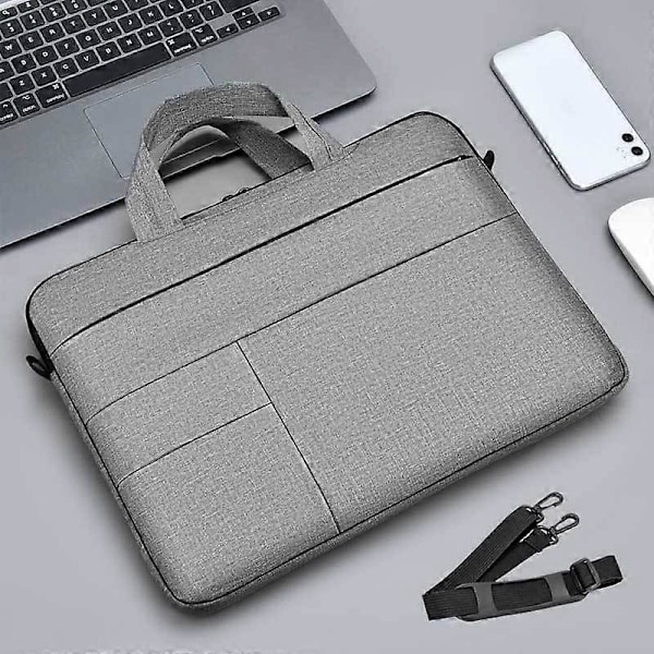 Laptopväska Mode Business Dator Axelväska Tunn Stil Apple Xiaomi Huawei Asus Laptopväska 14 tum (grå med axelrem)