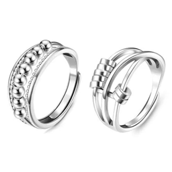 2 kpl etusormusyhdistelmä Unisex Open Multi Circle Rotating Bead -seoskorut Sormen lisävarusteet