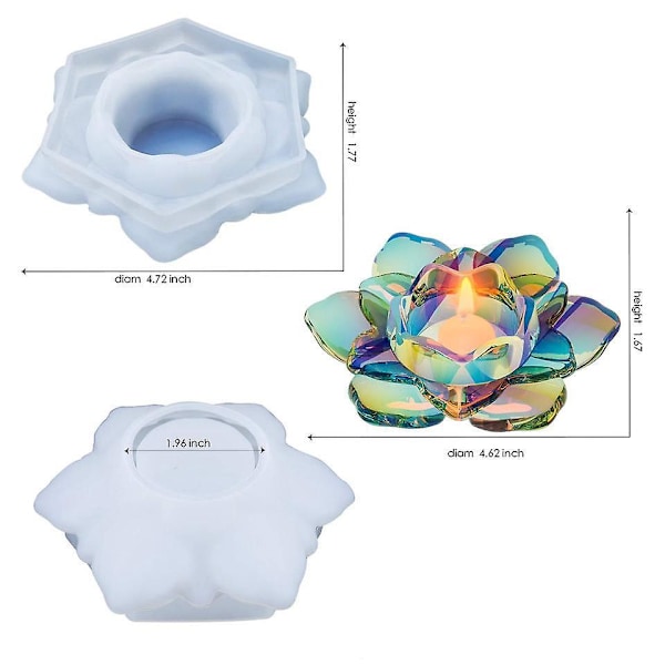 Lotus Tealight Lysestaker - Sett med 2, Harpiksform for Blomsterlysestaker Epoksystøping, DIY Smykkeskrin, Smykkebeholder, Godteriboks