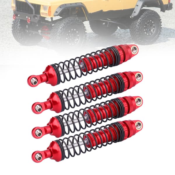 4 stk. Røde RC-støtdemper-tilbehør i aluminiumslegering, egnet for SCX10 D90 1/10 RC Crawler-bil