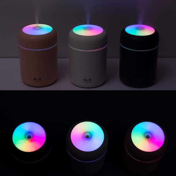 300ML Mini USB Luftfukter med Nattlys Tåkeluftfukter for Rom Kontorbord