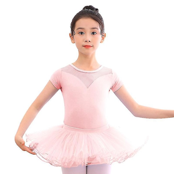 Ballet Training Dress Set with Short Sleeves 140CM pink