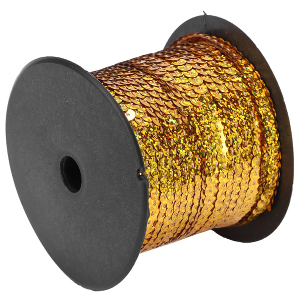 100 Yard Corde de Paillettes en Résine Plastique 6mm Accessoar Decoratif Laser Or(Laser Golden 100 Yard Roll)