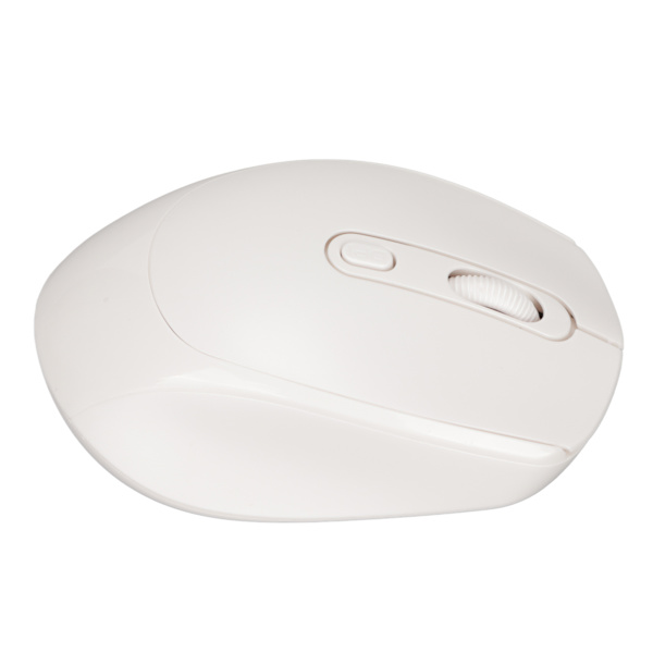 Trådlös mekanisk mus ergonomisk design 3 nivåer justerbar DPI 1600DPI 2.4G USB uppladdningsbar mus vit