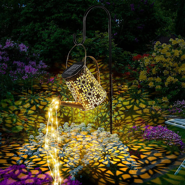 Solar Powered Watering Can String Lights - Outdoor Garden Decoration for Patio and Pathway Lighting