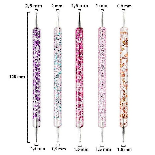 5/20 st Nagelborstar Set, Nagelkonstborstar för Målning, Ritning, Prickning och Gravering, Manikyrverktyg, Akryl, UV Gel och Nagelpulver25